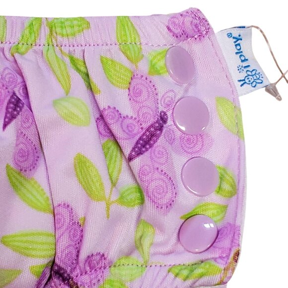 iPlay Swim Diaper Purple Butterfly Print Size 12M – Reusable Baby Infant Swimsui - Picture 4 of 7